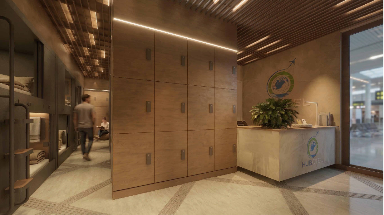 Hubotel lockers and reception